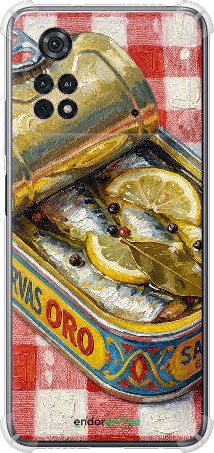 Силикон с усиленными углами чехол Vintage Sardine Tin Phone для Xiaomi Poco M4 Pro - 6772sp-2592 изображение 