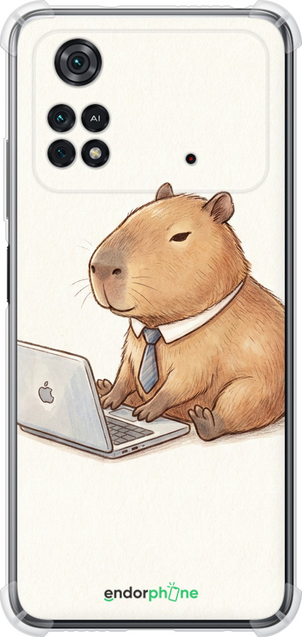 Силикон с усиленными углами чехол Funny Capybara CEO Working для Xiaomi Poco M4 Pro - 6777sp-2592 изображение 