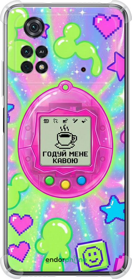 Силикон с усиленными углами чехол Y2K Aesthetic Retro Pet: Годуй мене кавою для Xiaomi Poco M4 Pro - 6784sp-2592 изображение 