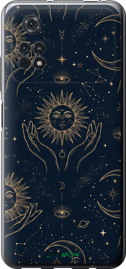 Силіконовий чехол Celestial Harmony: Sun & Moon Gold Mystic Pattern для Xiaomi Poco M4 Pro - 6778u-2592 изображение 