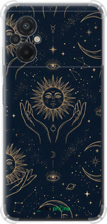 Силикон с усиленными углами чехол Celestial Harmony: Sun & Moon Gold Mystic Pattern для Xiaomi Poco M5 - 6778sp-2767 изображение 