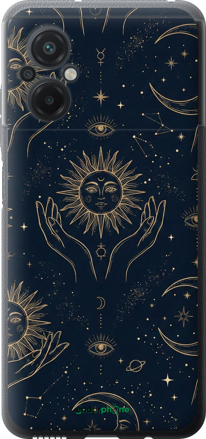 Силиконовый чехол Celestial Harmony: Sun & Moon Gold Mystic Pattern для Xiaomi Poco M5 - 6778u-2767 изображение 