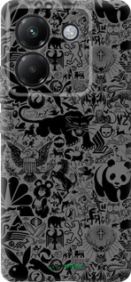 Силіконовий чехол Чорно-сірий стікер бомбінг для Xiaomi Poco M7 Pro 5G - 2432u-3942 изображение 