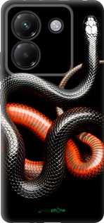 Силиконовый чехол Красно-черная змея на черном фоне для Xiaomi Poco M7 Pro 5G - 4063u-3942 изображение 