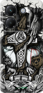 Силиконовый чехол Тату Викинг для Xiaomi Poco M7 Pro 5G - 4098u-3942 изображение 