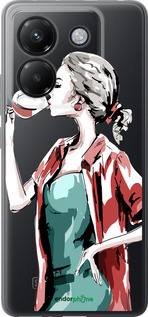 Силиконовый чехол Девушка с бокалом для Xiaomi Poco M7 Pro 5G - 4662u-3942 изображение 