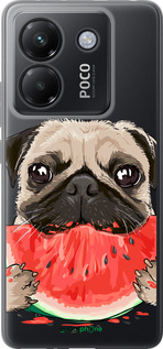Силиконовый чехол Мопс и арбуз для Xiaomi Poco M7 Pro 5G - 4665u-3942 изображение 