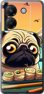 Силиконовый чехол Мопс и суши для Xiaomi Poco M7 Pro 5G - 5588u-3942 изображение 