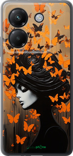 Силиконовый чехол Чехол для телефона Девушка с оранжевыми бабочками для Xiaomi Poco M7 Pro 5G - 5940u-3942 изображение 