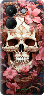 Силиконовый чехол Череп в розовых цветах для Xiaomi Poco M7 Pro 5G - 5965u-3942 изображение 