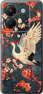 Силиконовый чехол Сакура и аист для Xiaomi Poco M7 Pro 5G - 6108u-3942 изображение 