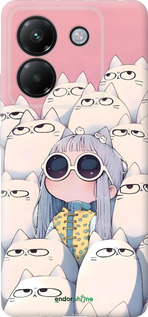 Силиконовый чехол Малышка с котами для Xiaomi Poco M7 Pro 5G - 6295u-3942 изображение 