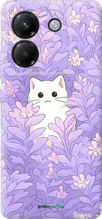 Силіконовий чехол Котик в цветах для Xiaomi Poco M7 Pro 5G - 6390u-3942 изображение 