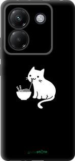 Силиконовый чехол С милым котом на черном фоне для Xiaomi Poco M7 Pro 5G - 6528u-3942 изображение 