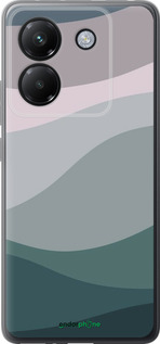 Силиконовый чехол С фиолетовым и бирюзовым ретро-стилем и волнами для Xiaomi Poco M7 Pro 5G - 6533u-3942 изображение 