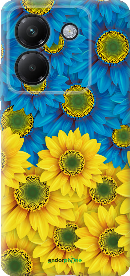 Силіконовий чехол Жовто-блакитні квіти  для Xiaomi Poco M7 Pro 5G - 1048u-3942 изображение 