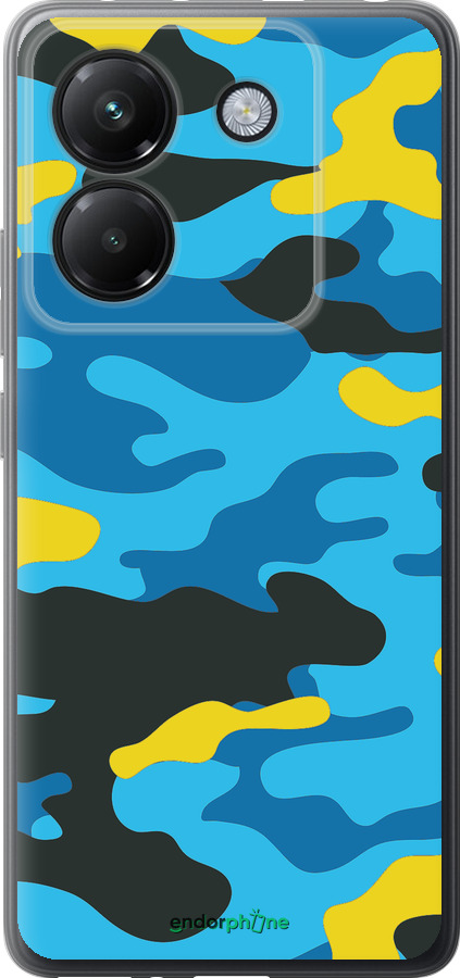 Силиконовый чехол Желто-голубой камуфляж для Xiaomi Poco M7 Pro 5G - 1084u-3942 изображение 