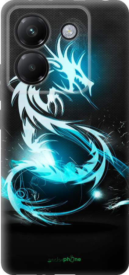 Силиконовый чехол Бело-голубой огненный дракон для Xiaomi Poco M7 Pro 5G - 113u-3942 изображение 