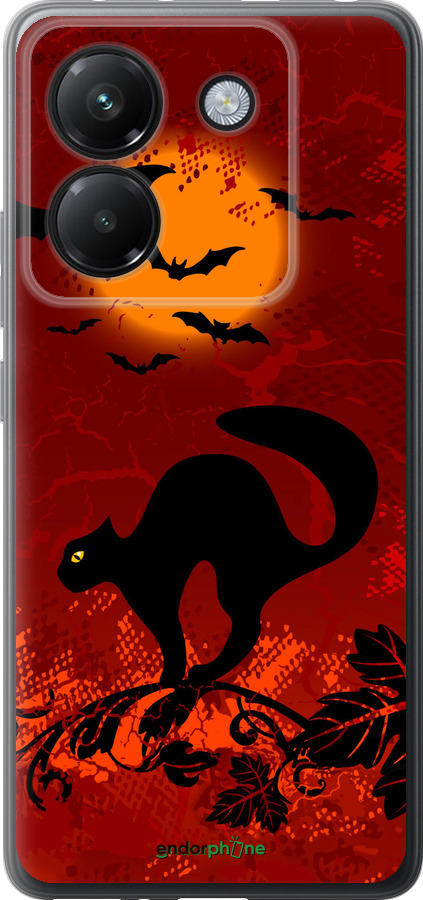 Силиконовый чехол Чёрная кошка под луной для Xiaomi Poco M7 Pro 5G - 1190u-3942 изображение 