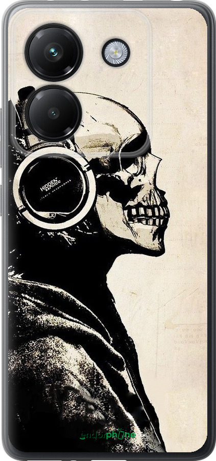 Силиконовый чехол Скелет-меломан v2 для Xiaomi Poco M7 Pro 5G - 1200u-3942 изображение 