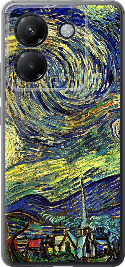 Силиконовый чехол Винсент Ван Гог. Звёздная ночь для Xiaomi Poco M7 Pro 5G - 163u-3942 изображение 