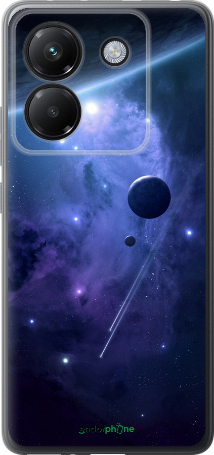 Силиконовый чехол Планеты в синем космосе для Xiaomi Poco M7 Pro 5G - 171u-3942 изображение 