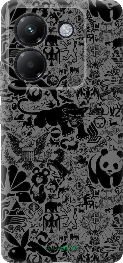 Силіконовий чехол Чорно-сірий стікер бомбінг для Xiaomi Poco M7 Pro 5G - 2432u-3942 изображение 