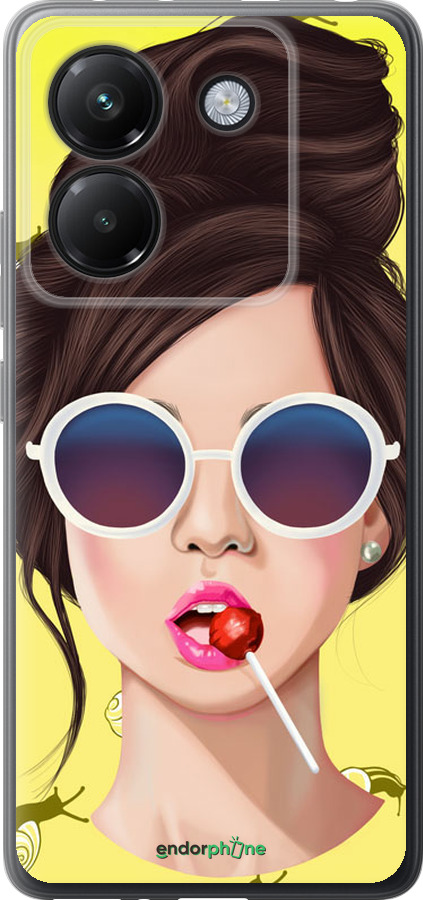 Силиконовый чехол Девушка с чупа-чупсом для Xiaomi Poco M7 Pro 5G - 3979u-3942 изображение 