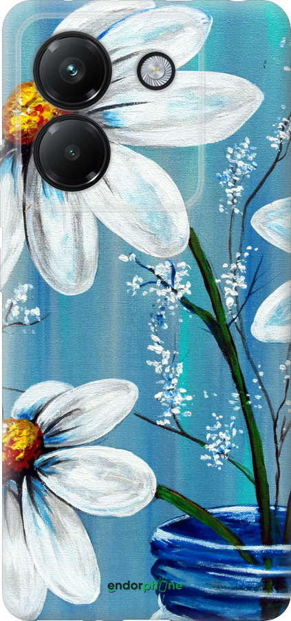 Силиконовый чехол Красивые арт-ромашки для Xiaomi Poco M7 Pro 5G - 4031u-3942 изображение 