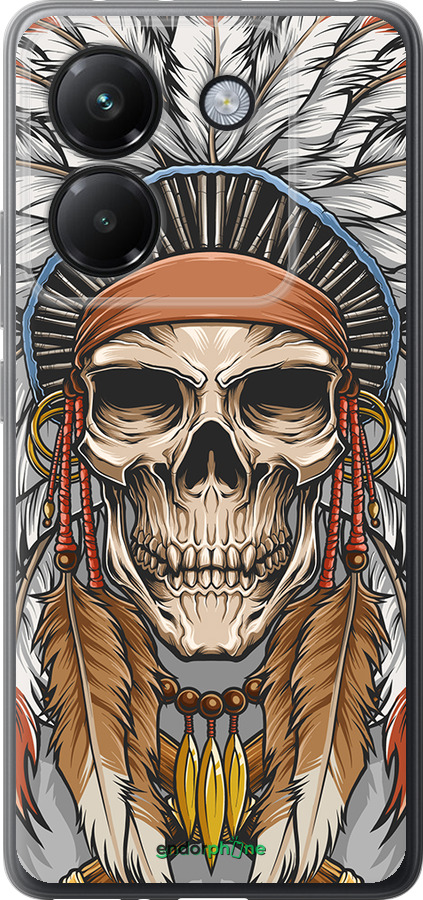 Силиконовый чехол Череп индейца для Xiaomi Poco M7 Pro 5G - 4032u-3942 изображение 