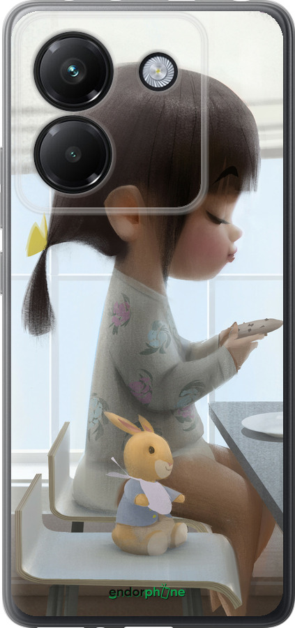 Силиконовый чехол Милая девочка с зайчиком для Xiaomi Poco M7 Pro 5G - 4039u-3942 изображение 