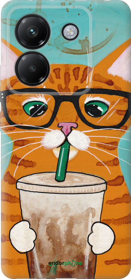 Силиконовый чехол Зеленоглазый кот в очках для Xiaomi Poco M7 Pro 5G - 4054u-3942 изображение 