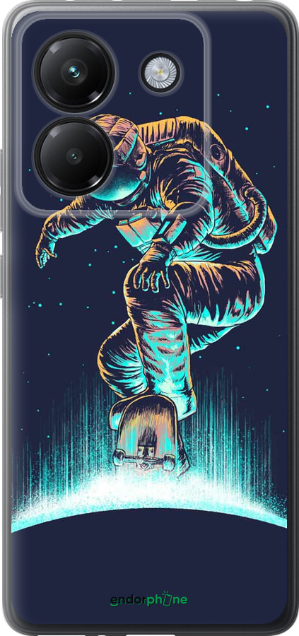 Силиконовый чехол Космонавт на скейтборде для Xiaomi Poco M7 Pro 5G - 4145u-3942 изображение 