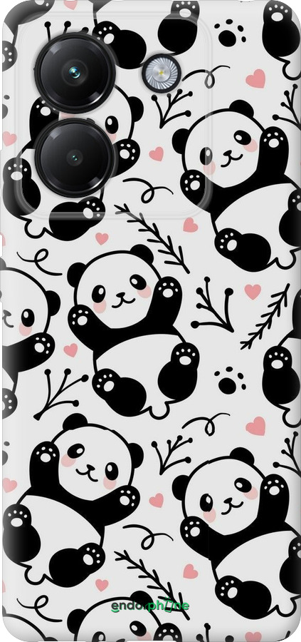 Силиконовый чехол Панды для Xiaomi Poco M7 Pro 5G - 4318u-3942 изображение 