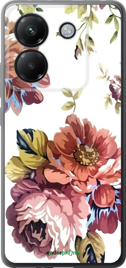 Силиконовый чехол Vintage flowers для Xiaomi Poco M7 Pro 5G - 4333u-3942 изображение 