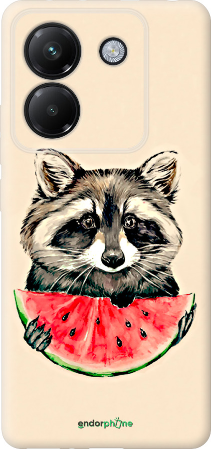 Силиконовый чехол Енотик с арбузом для Xiaomi Poco M7 Pro 5G - 4605u-3942 изображение 