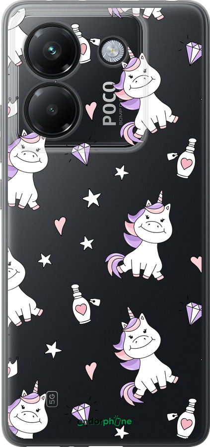 Силиконовый чехол Единорожка v2 для Xiaomi Poco M7 Pro 5G - 4703u-3942 изображение 