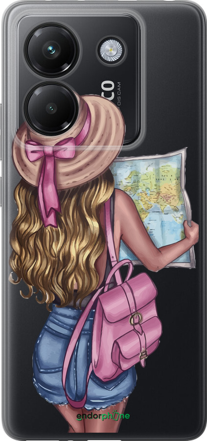 Силиконовый чехол Девушка с картой для Xiaomi Poco M7 Pro 5G - 4704u-3942 изображение 