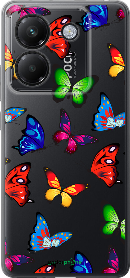Силіконовий чехол Барвисті метелики для Xiaomi Poco M7 Pro 5G - 4761u-3942 изображение 