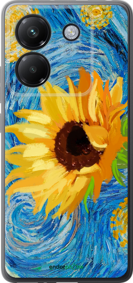 Силиконовый чехол Цветы желто-голубые для Xiaomi Poco M7 Pro 5G - 5308u-3942 изображение 