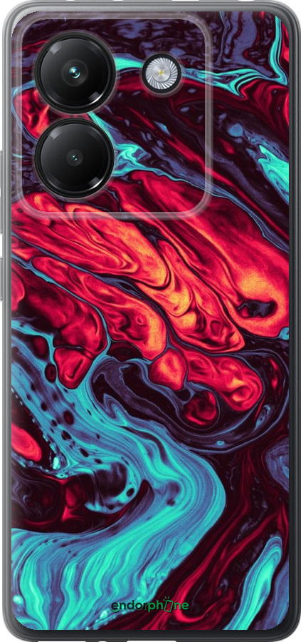 Силиконовый чехол Синяя красная абстакция для Xiaomi Poco M7 Pro 5G - 5339u-3942 изображение 