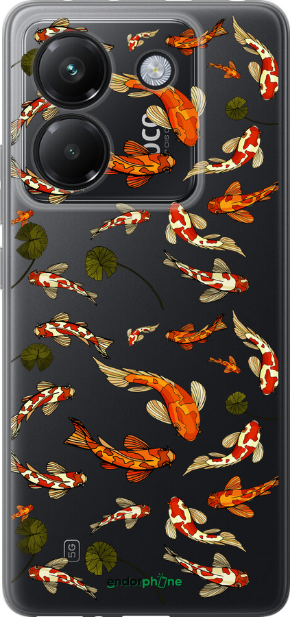 Силиконовый чехол Рыбы Кои для Xiaomi Poco M7 Pro 5G - 5535u-3942 изображение 