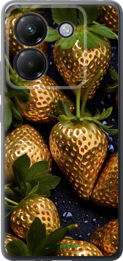 Силиконовый чехол Золотая клубника для Xiaomi Poco M7 Pro 5G - 5637u-3942 изображение 