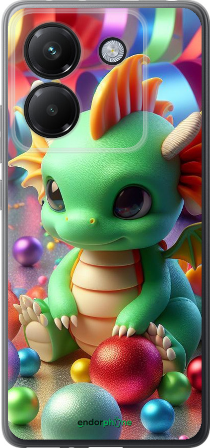 Силіконовий чехол Веселий дракончик для Xiaomi Poco M7 Pro 5G - 5812u-3942 изображение 