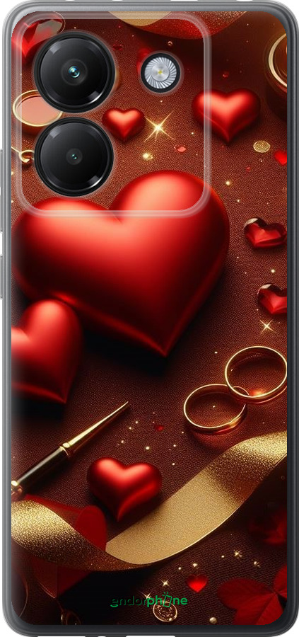 Силиконовый чехол Сердечки v3 для Xiaomi Poco M7 Pro 5G - 5833u-3942 изображение 