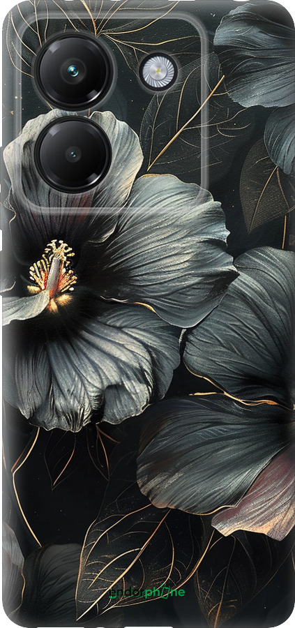 Силиконовый чехол Черные цветы для Xiaomi Poco M7 Pro 5G - 6031u-3942 изображение 