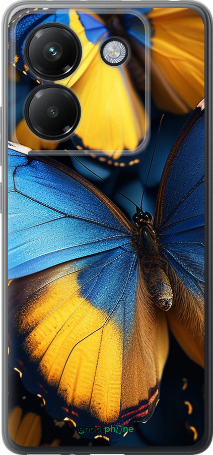 Силиконовый чехол Желто-голубые бабочки для Xiaomi Poco M7 Pro 5G - 6046u-3942 изображение 