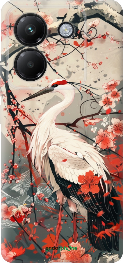 Силиконовый чехол Аист в цвету сакуры для Xiaomi Poco M7 Pro 5G - 6109u-3942 изображение 