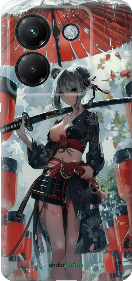 Силиконовый чехол Гейша-воин для Xiaomi Poco M7 Pro 5G - 6124u-3942 изображение 