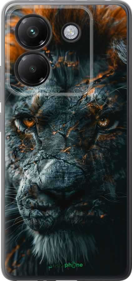 Силиконовый чехол Пламенный лев для Xiaomi Poco M7 Pro 5G - 6153u-3942 изображение 